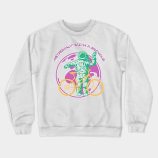 Astronaut With Bicycle, Earth Crewneck Sweatshirt